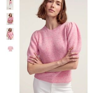 Charlotte Brody Cleo sweater rose puff sleeve cashmere blend speckled pink XS